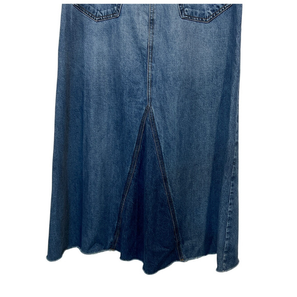 FRAME DENIM WOMENS SIZE 26 DOROTHY JEAN FRAYED HEM MIDI SKIRT BLUE NEW - Picture 8 of 11